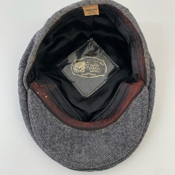 Dobb’s Fifth Avenue New York Vintage Gray Wool Herringbone Ascot size medium 7 - Picture 4 of 5